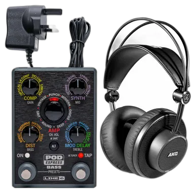 6 POD Express Bass With AKG Headphones and PSU Bundle